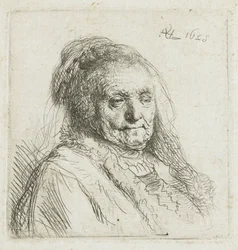 La mère de Rembrandt, tête et épaules, trois quarts à droite, 1628